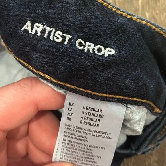 American Eagle Artist Cropped Jeans Super Stretch Denim Dark Wash Blue Size 4 - Picture 8 of 12